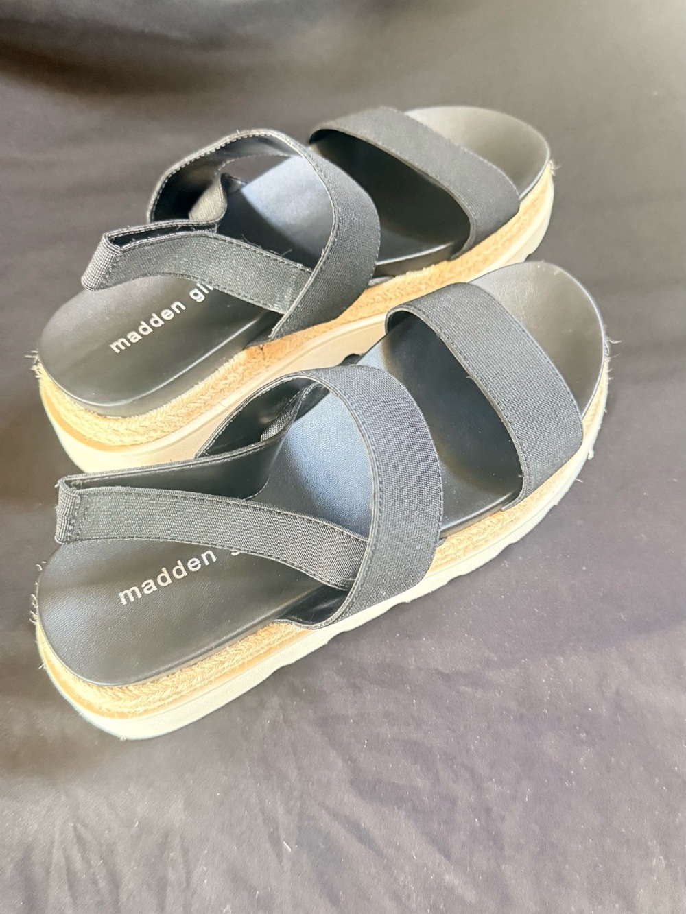 Madden Girl Black Elastic Strap Platform Espadrille Sandals
